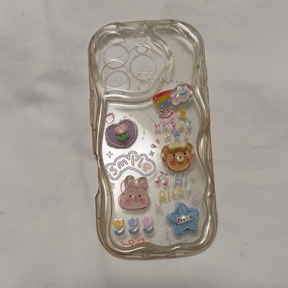 Cute Clear Phone Case with Colorful Stickers